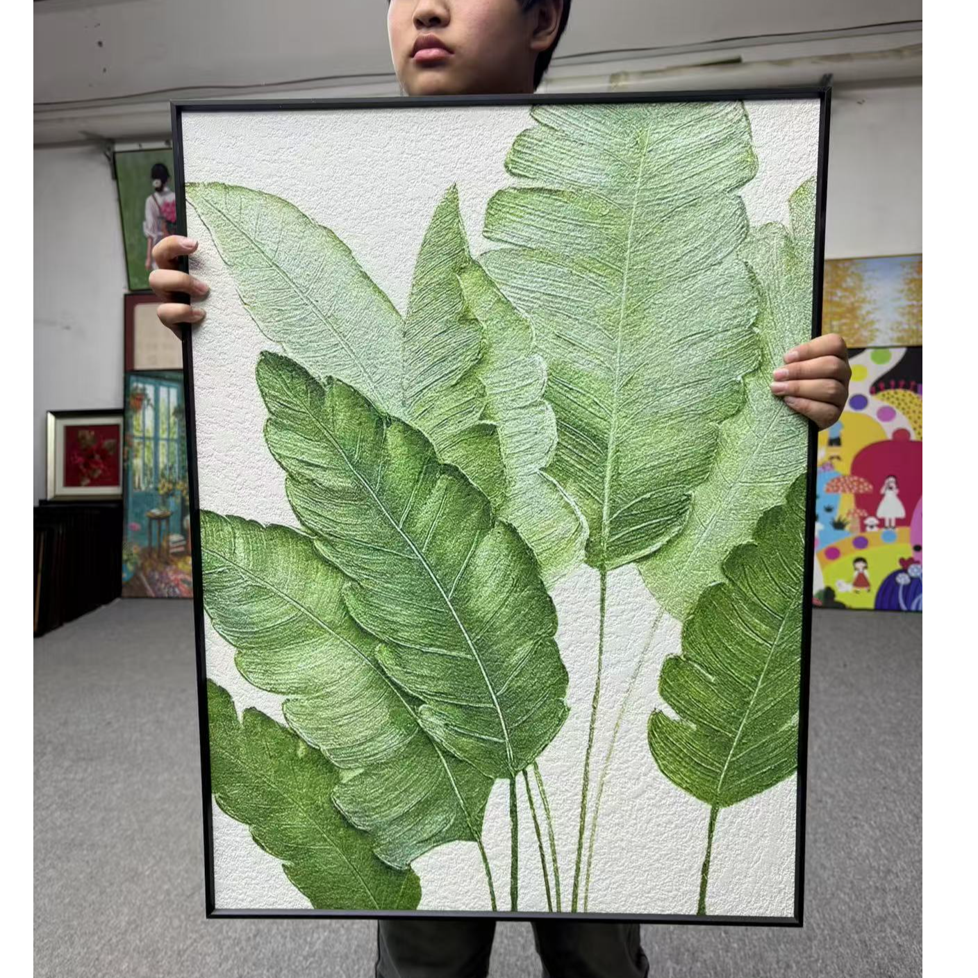 简约肌理挂画客厅玄关家大业大装饰画6080