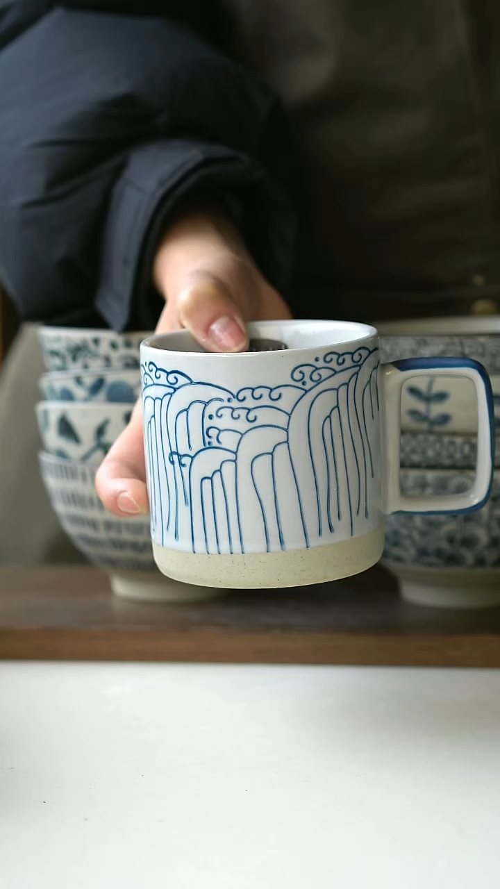 【闪购商品】陶瓷海浪马克杯@4-2@