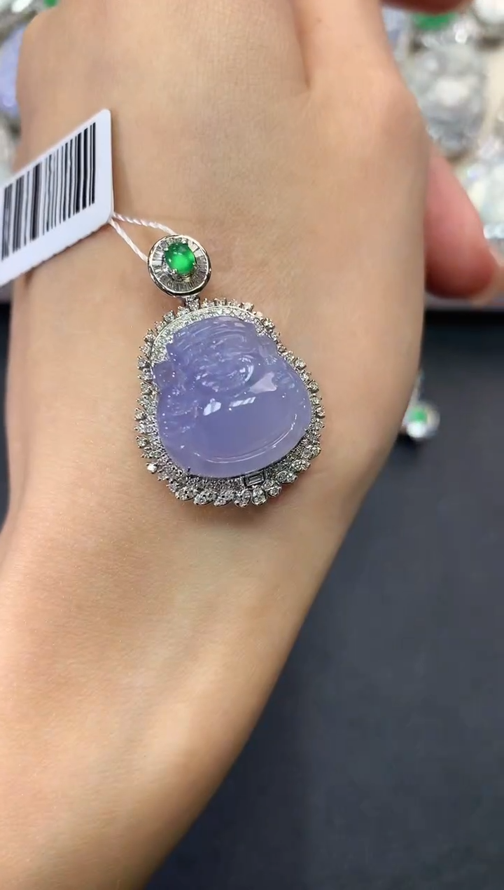 【闪购商品】翡翠吊坠(不含链)18K金镶嵌q84紫货有色差