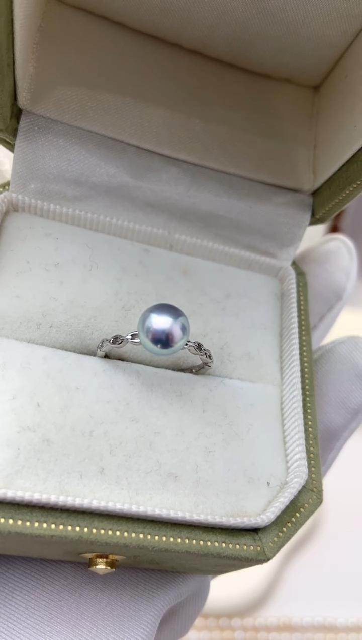 【闪购商品】海水珍珠戒指银S925镶嵌真多麻7.0-7.5戒指