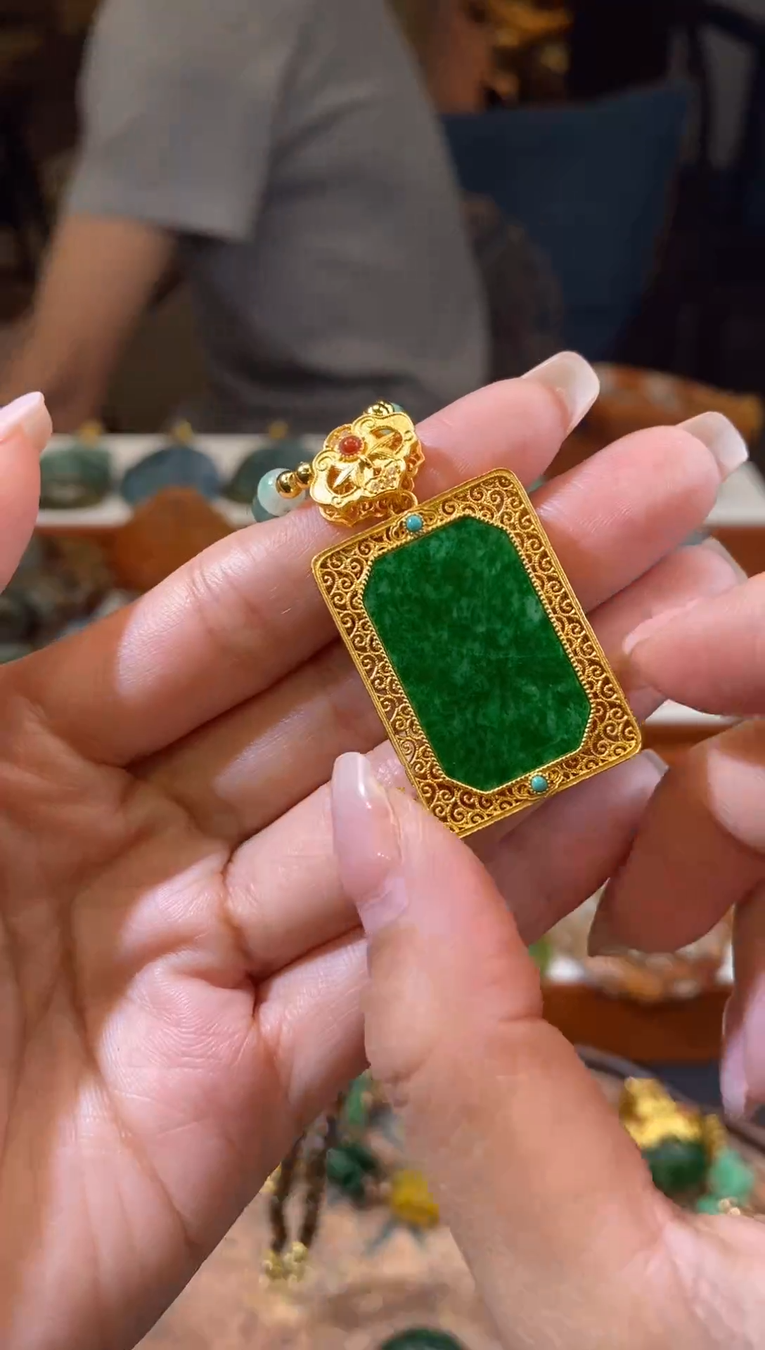 翡翠银S925镶嵌吊坠(不含链)挂件