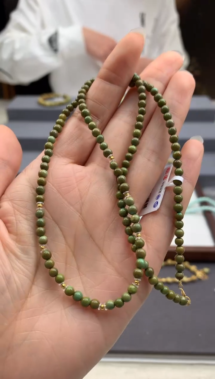 18K金镶嵌绿松石小米链茜.C211