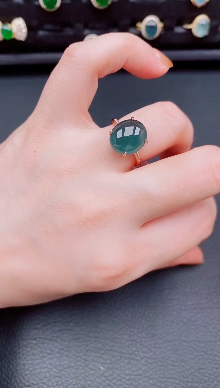 【闪购商品】翡翠戒指银S925镶嵌天然a货翡翠232