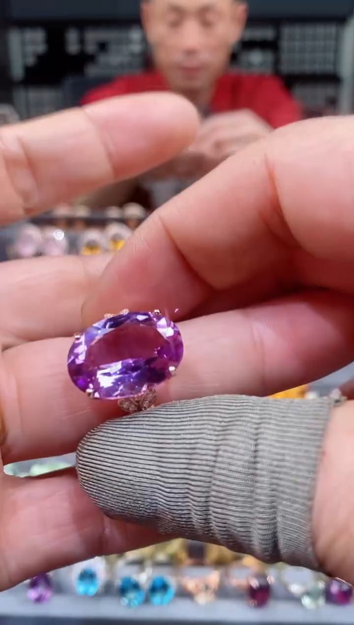 【闪购商品】紫晶戒子银S925镶嵌紫晶戒子