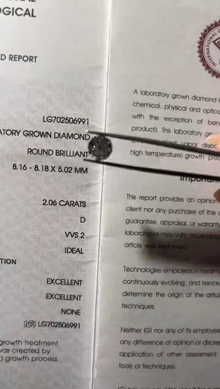 裸钻未镶嵌钻石俩****?LG6991 2.06ct