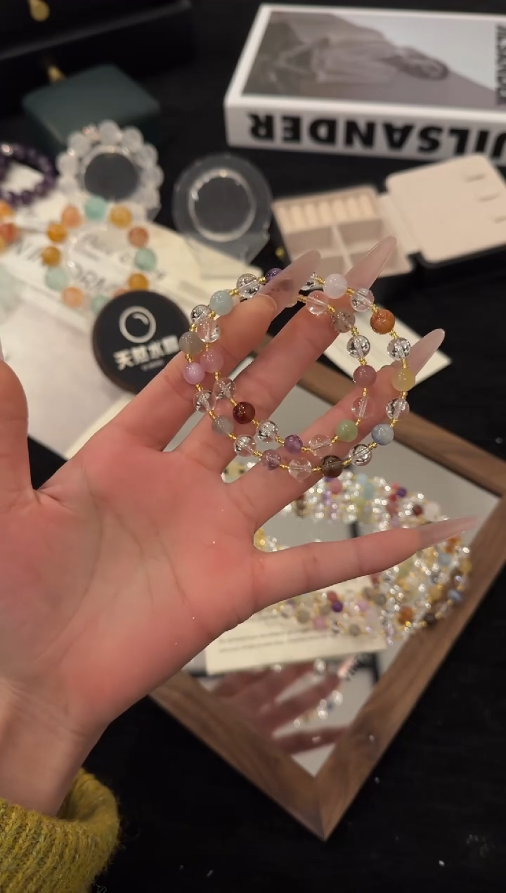 未镶嵌手链水晶多宝双圈x3238