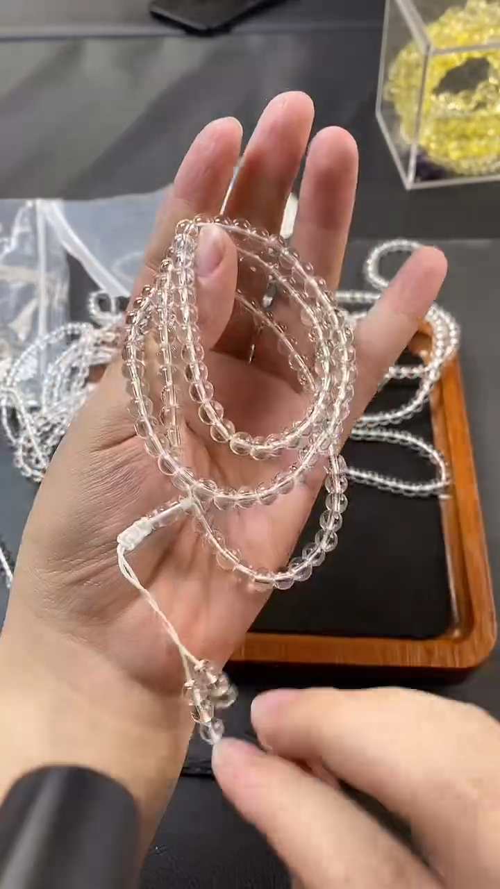 水晶手链未镶嵌白水晶6mm108颗手链