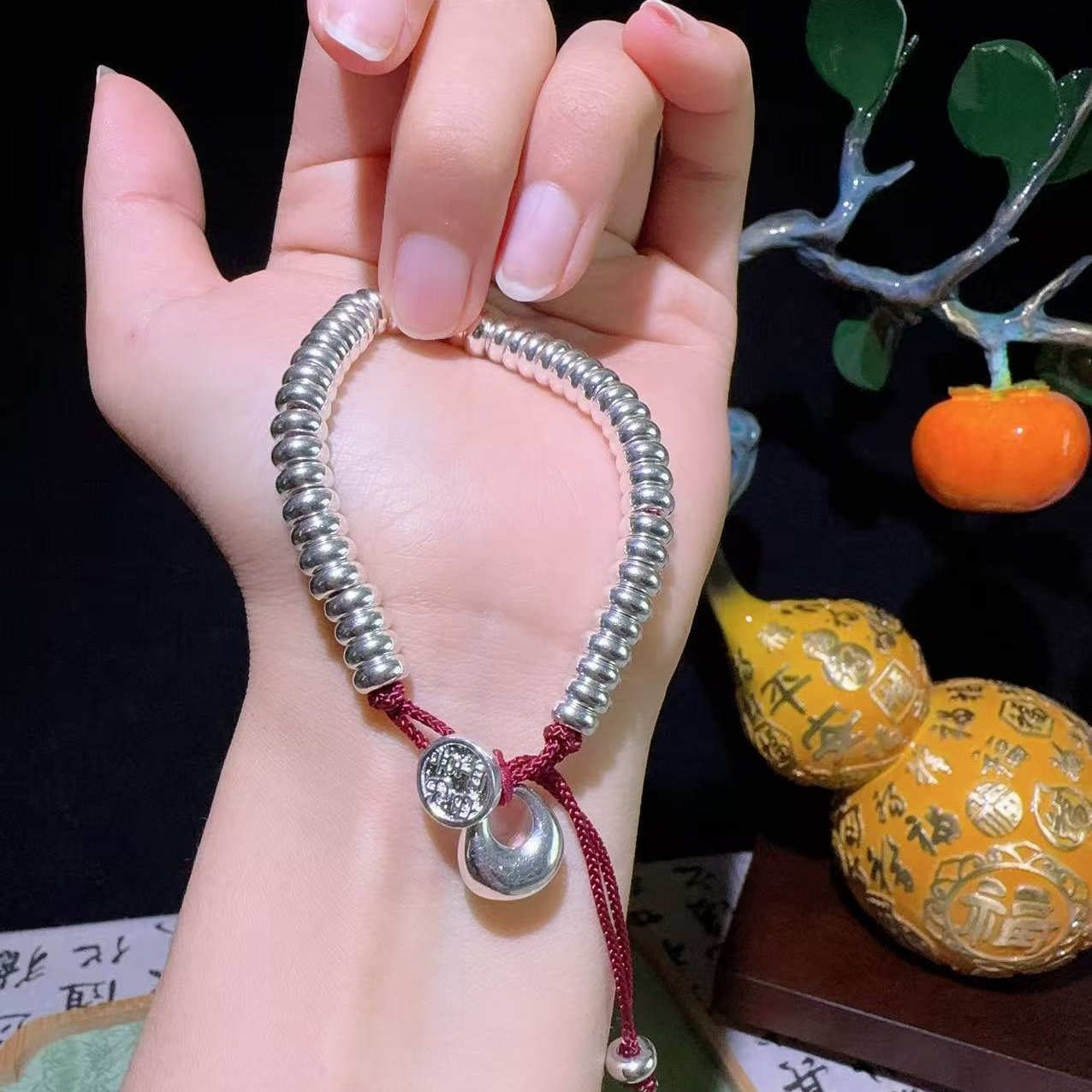 足银手链 足银纯手工编织国风盘缠手链