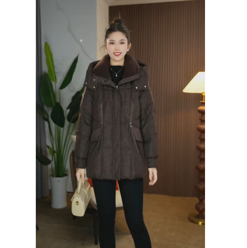 【奈娅定制】D8151欧版豹纹羽绒服2025冬季新款洋气时尚气质羽绒服
