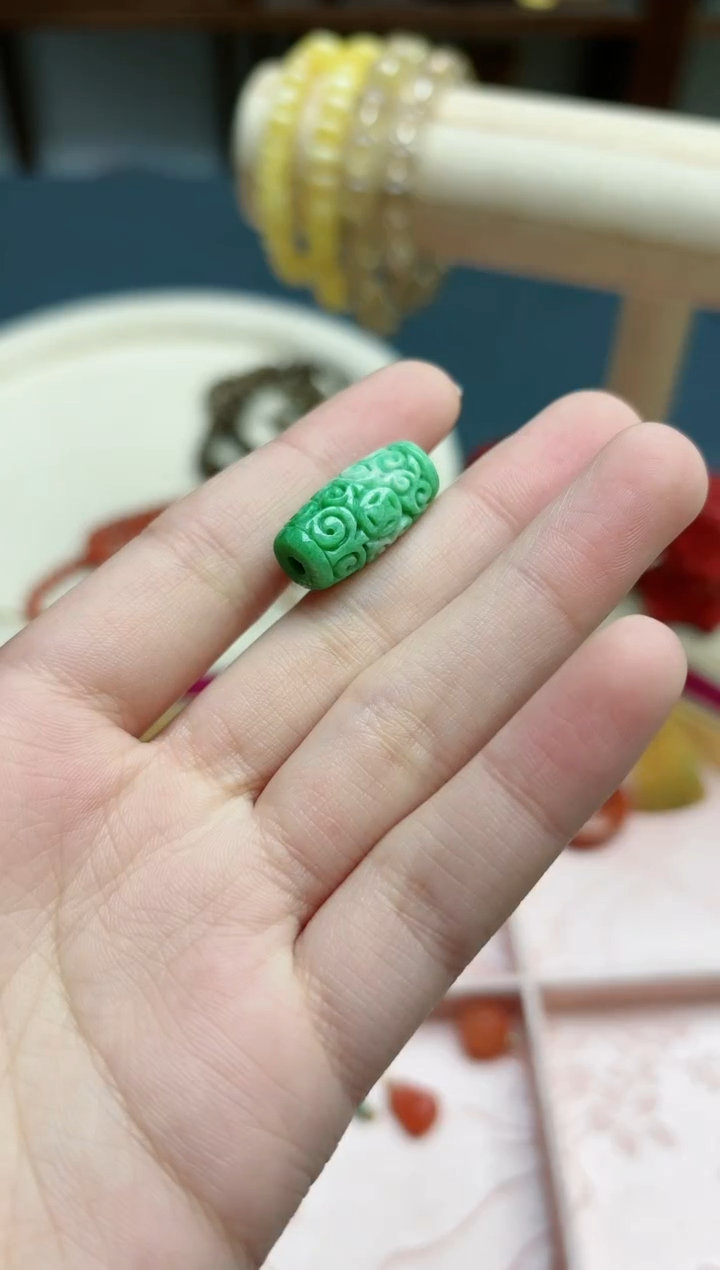 【闪购商品】翡翠颈饰未镶嵌翡翠桶珠吊坠*1 MH编绳