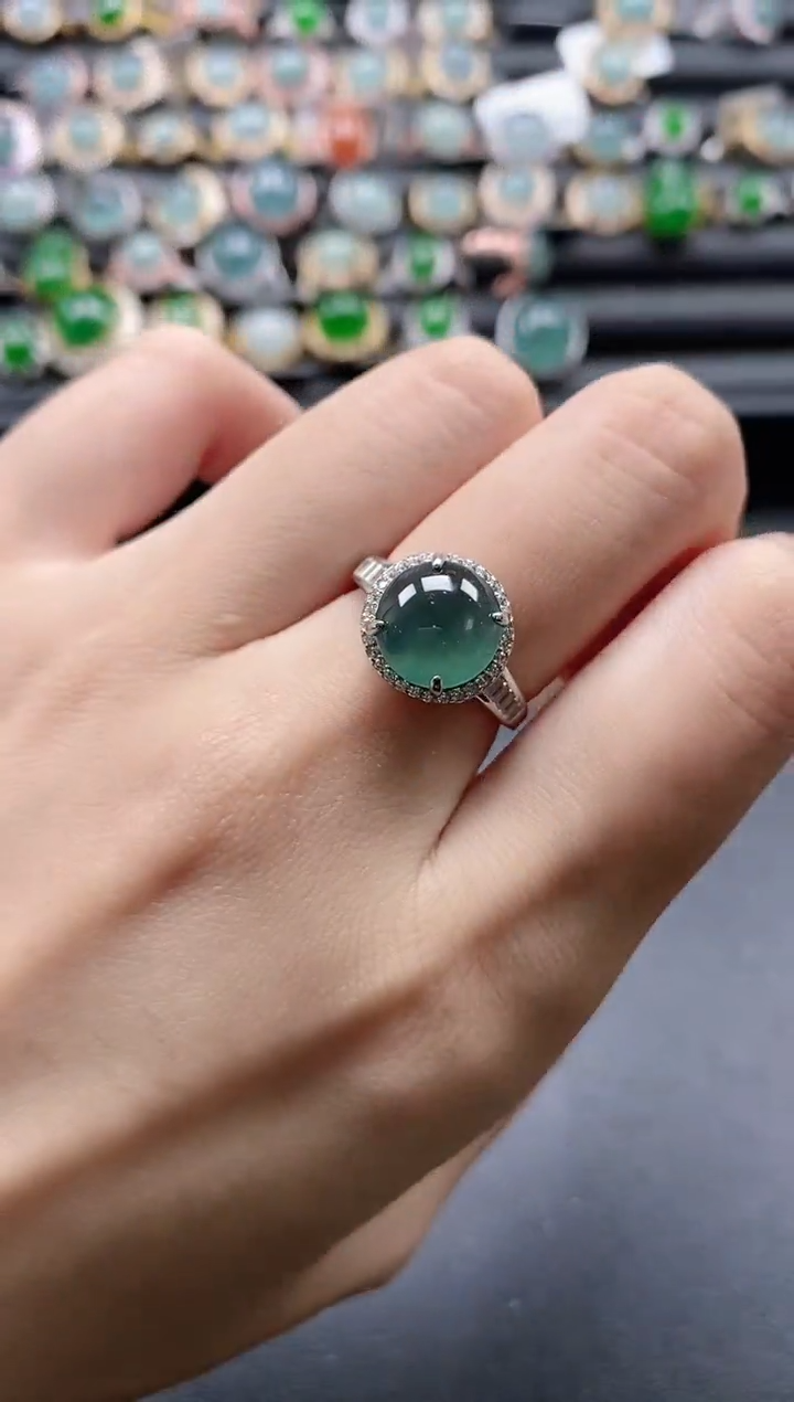 【闪购商品】翡翠戒指银S925镶嵌5151-3