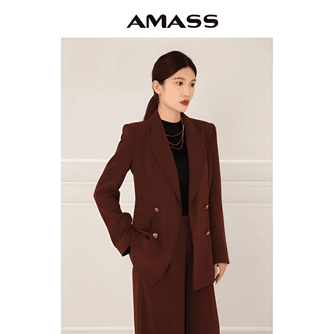 AMASS/阿玛施时尚百搭经典双排扣显瘦气质通勤西装女士5400773