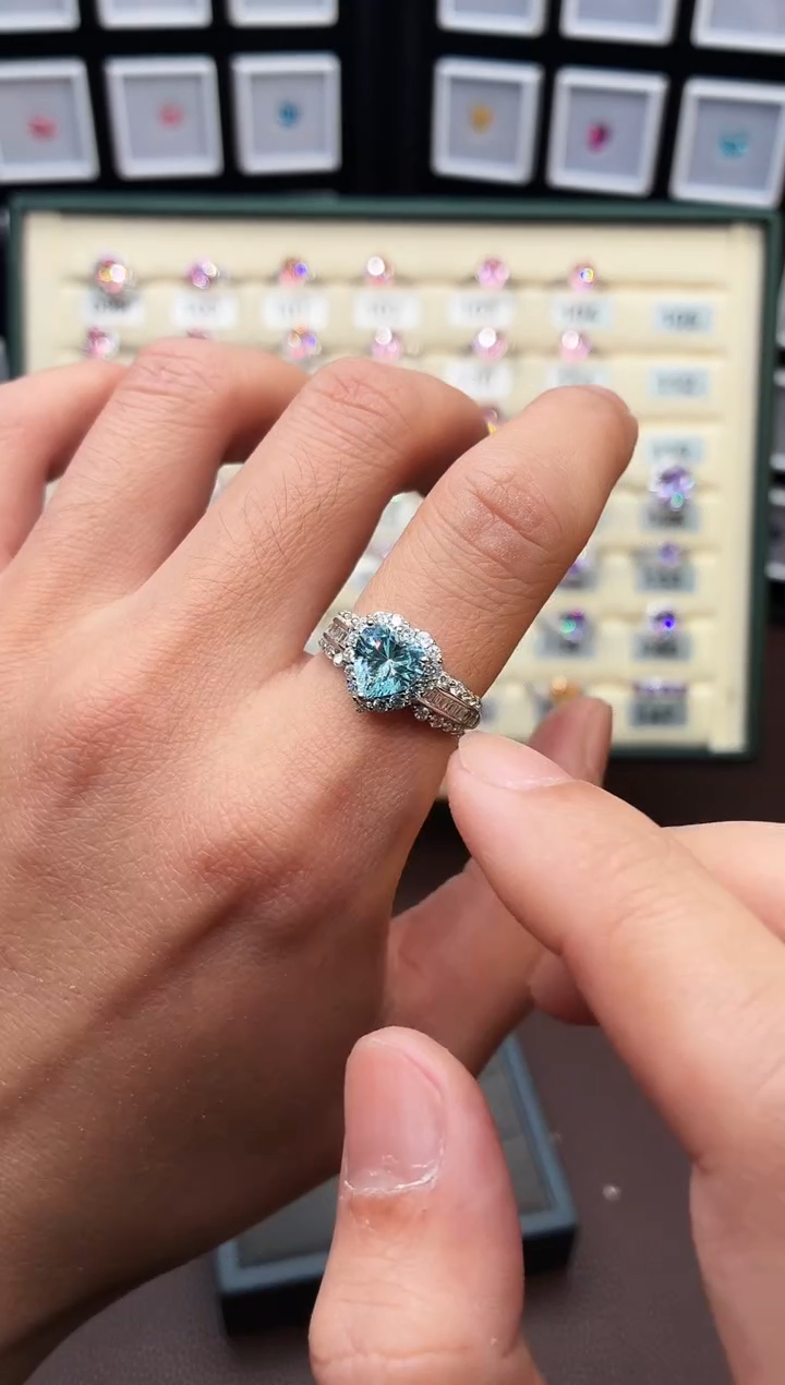 银S925镶嵌戒指海蓝宝石1