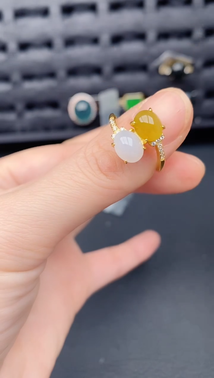 银S925镶嵌戒指翡翠天然a货翡翠483