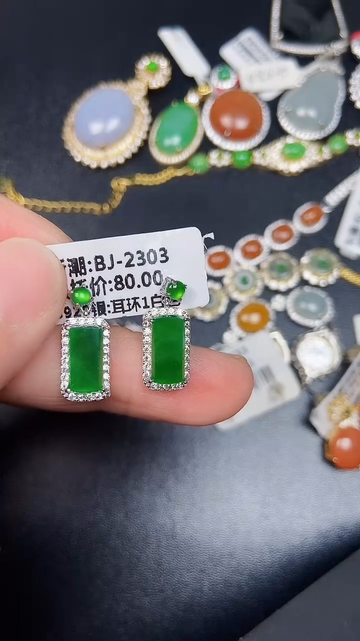 银S925镶嵌戒指翡翠9000