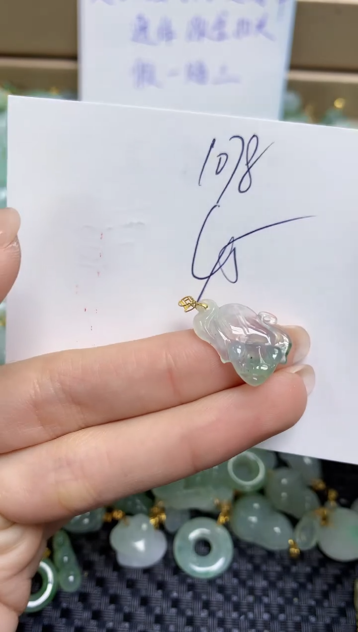 【闪购商品】翡翠颈饰18K金镶嵌天然缅甸A货翡翠