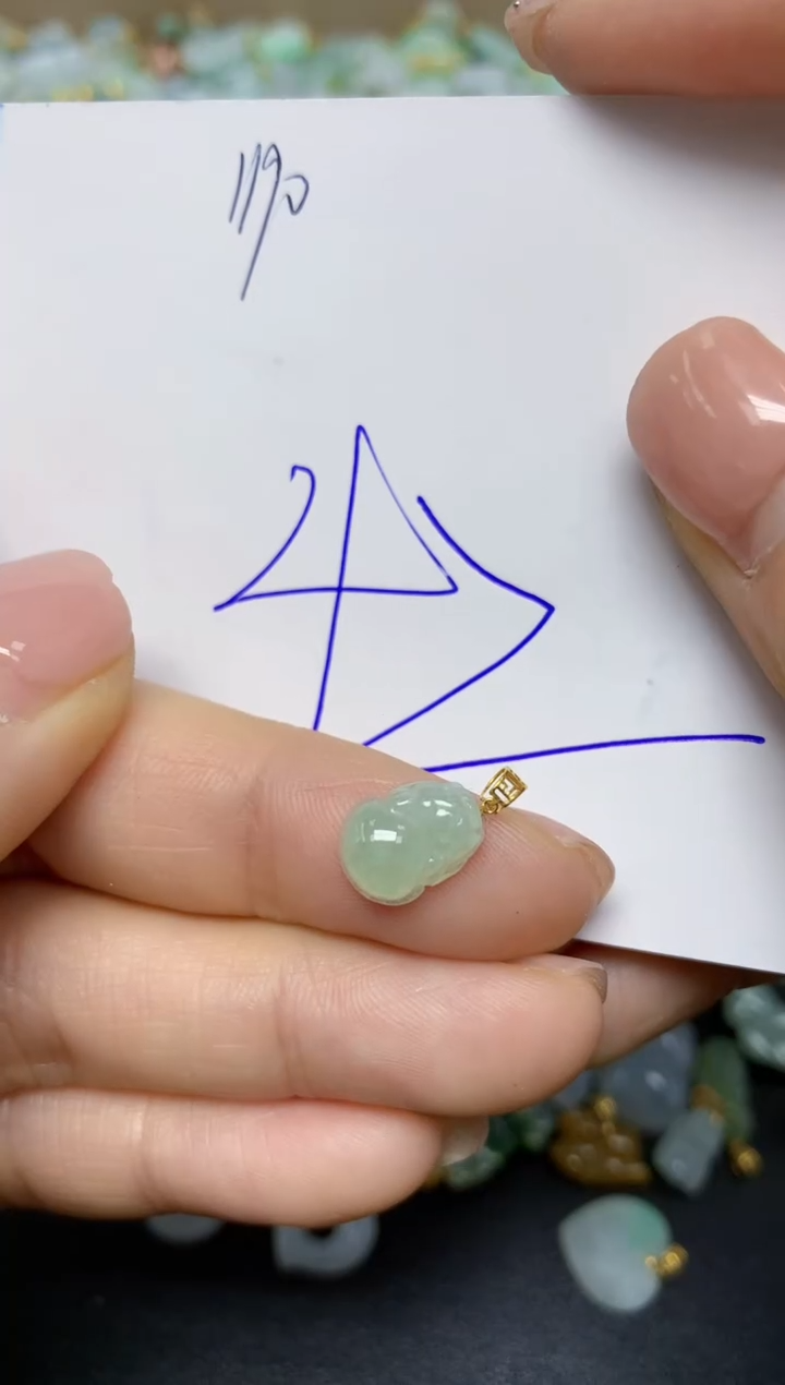 【闪购商品】翡翠挂件18K金镶嵌 天然翡翠A货