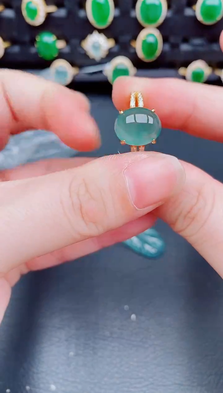 【闪购商品】翡翠戒指银S925镶嵌天然a货翡翠355