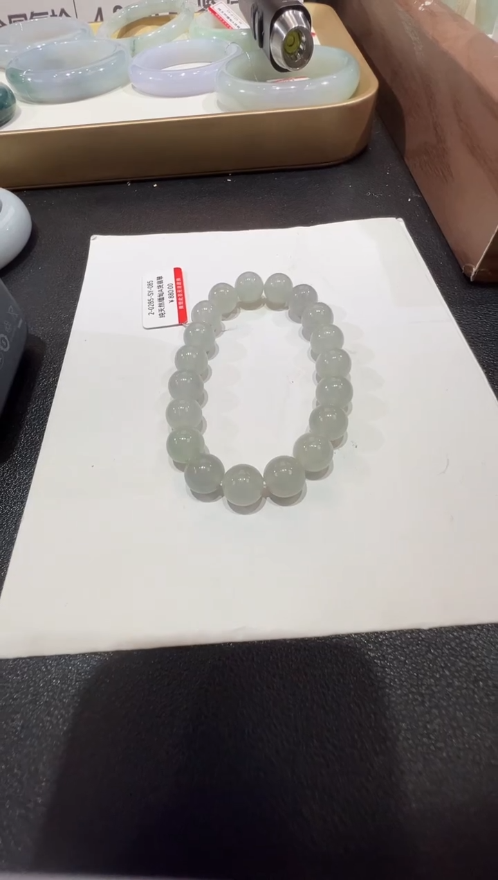 未镶嵌手串翡翠-纯天然缅甸A货翡翠小冰珠手串-10mm