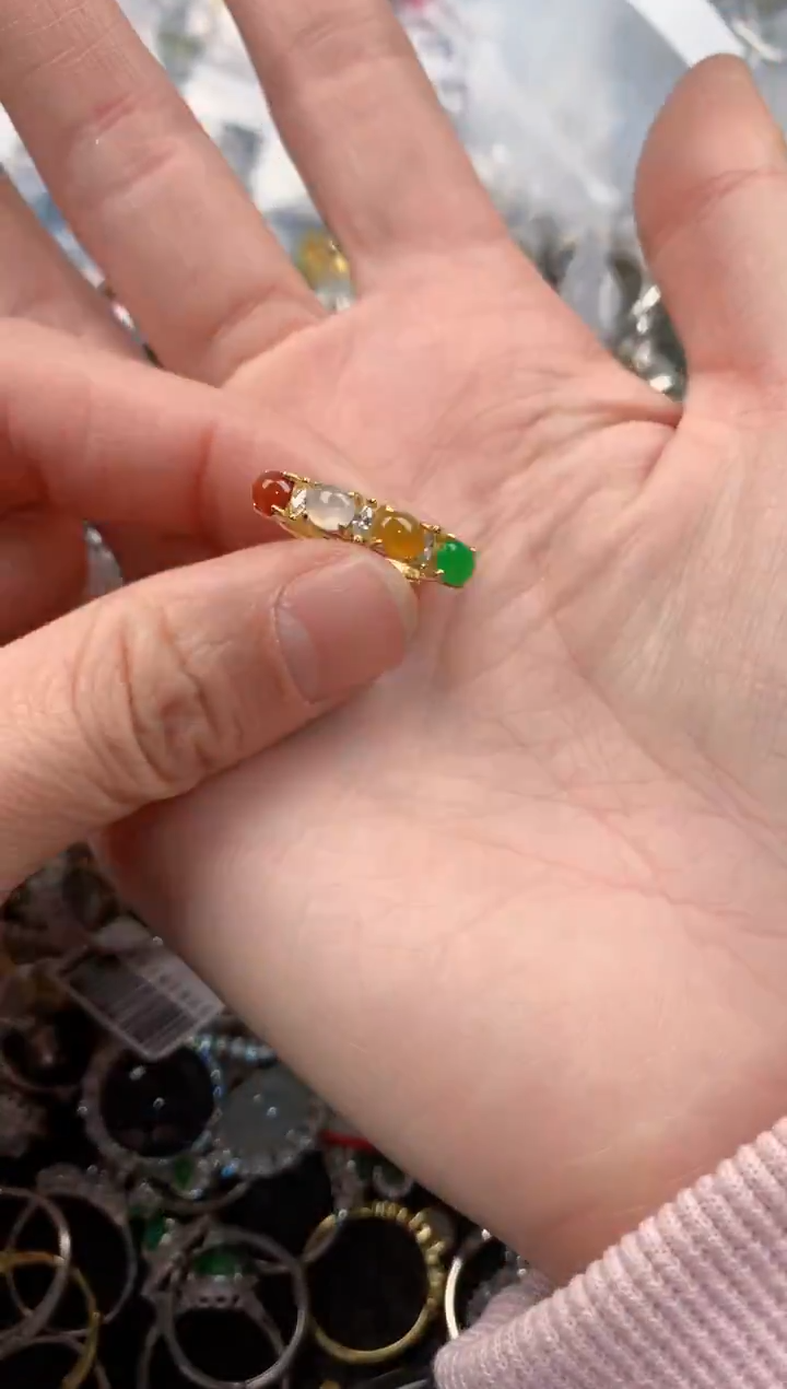 银S925镶嵌戒指翡翠666     1