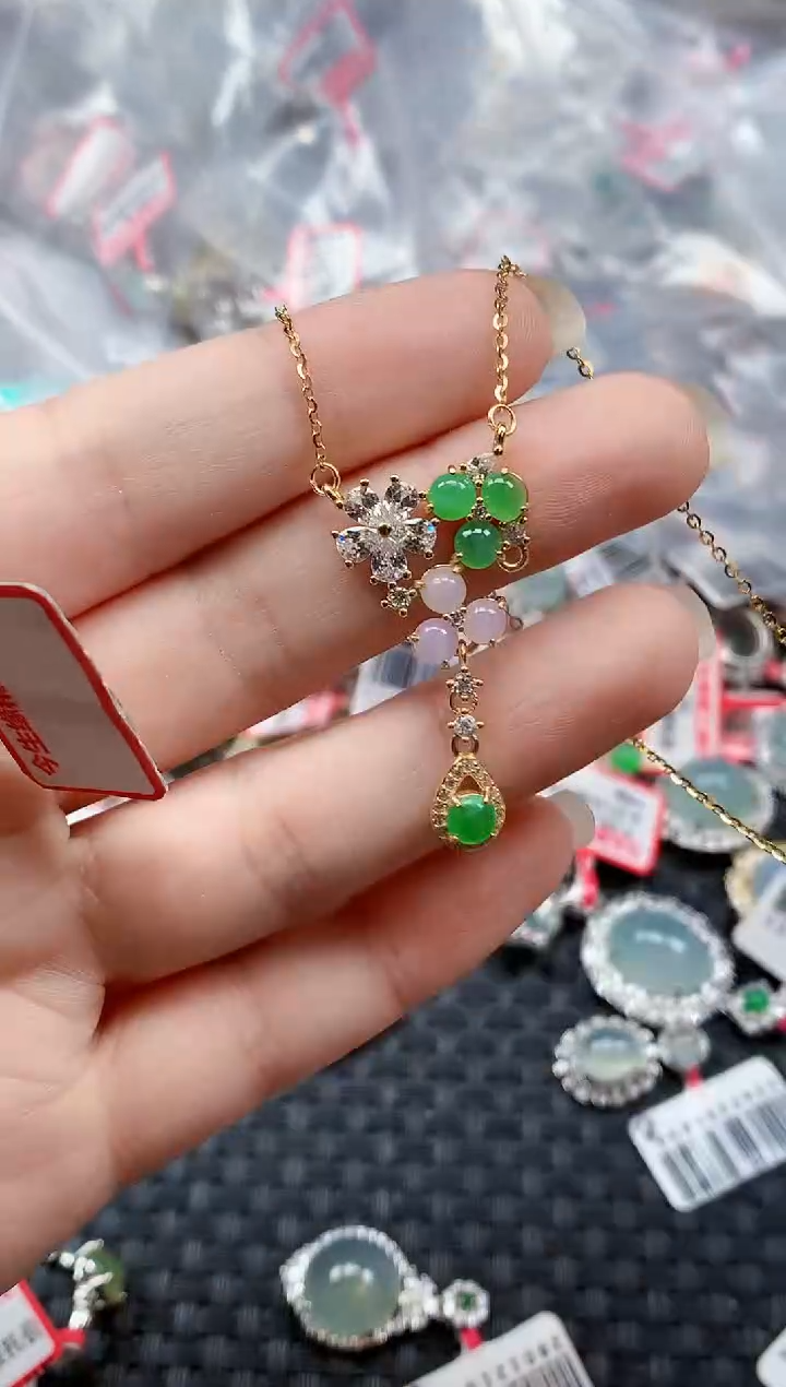 银S925镶嵌戒指翡翠天然A货缅甸翡翠
