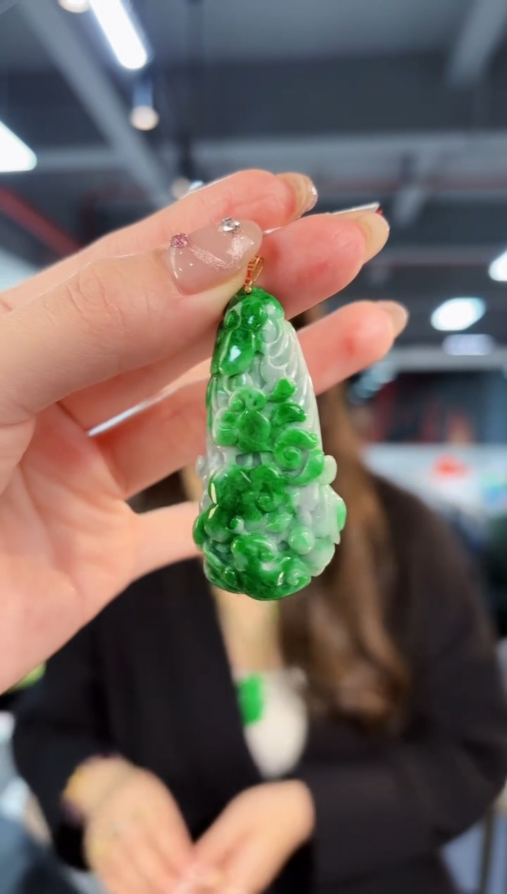 【闪购商品】翡翠颈饰18K金镶嵌缅料A货/支持复检/一件