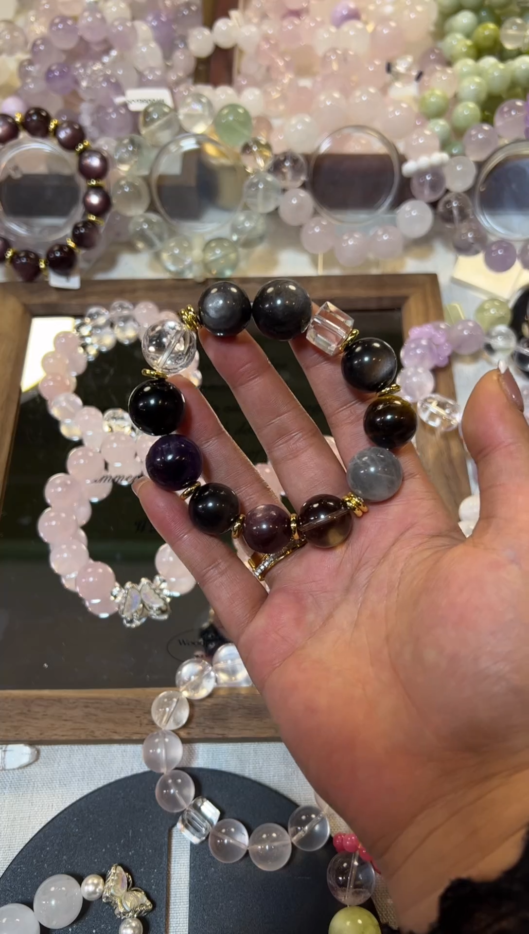 未镶嵌手串水晶黑曜石水晶手串