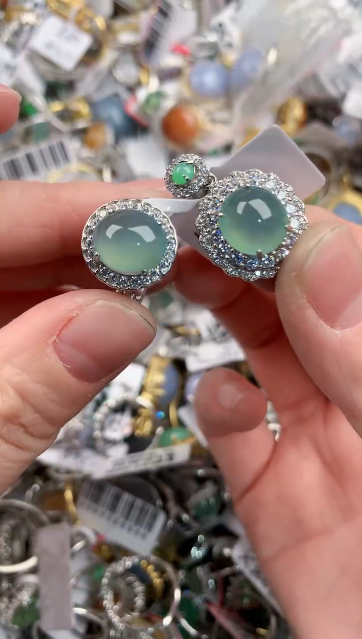 银S925镶嵌戒指翡翠999       5