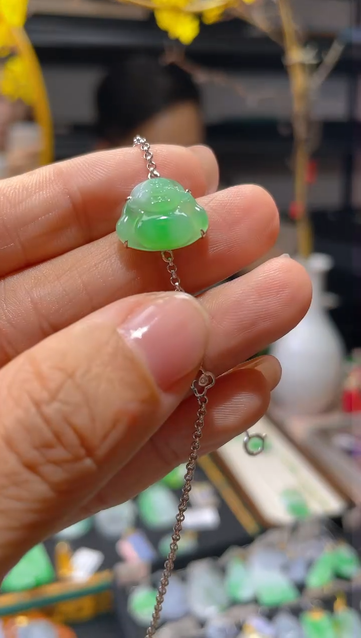 【闪购商品】翡翠颈饰18K金镶嵌假一赔三