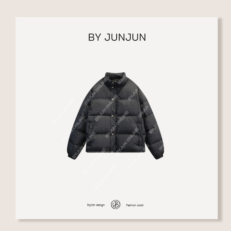 BYJUNJUN 珺珺高级定制欧美风十字暗花羽绒服保暖外套