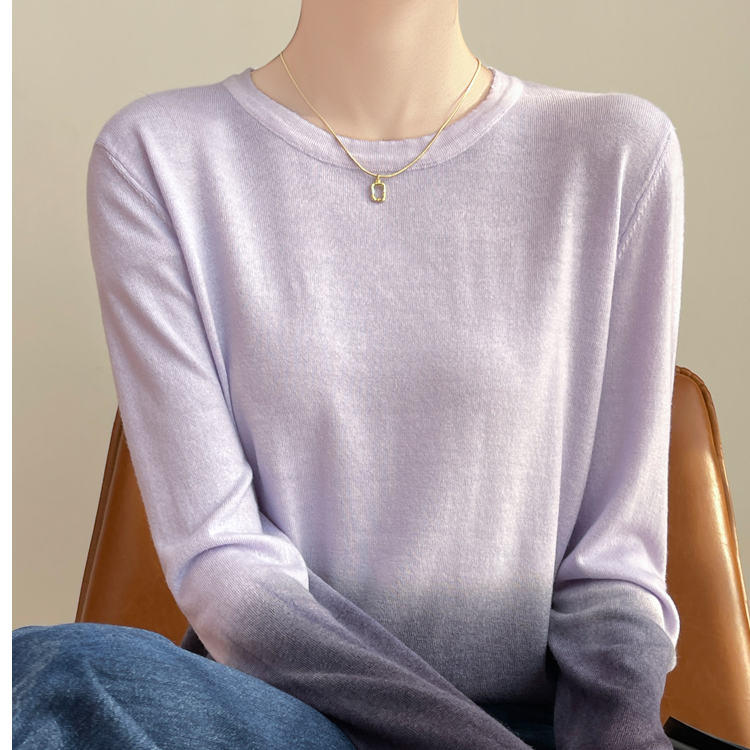 【西绒尔  水溶羊毛】2025新款  百搭时尚长袖渐变精纺羊毛衫NJR507