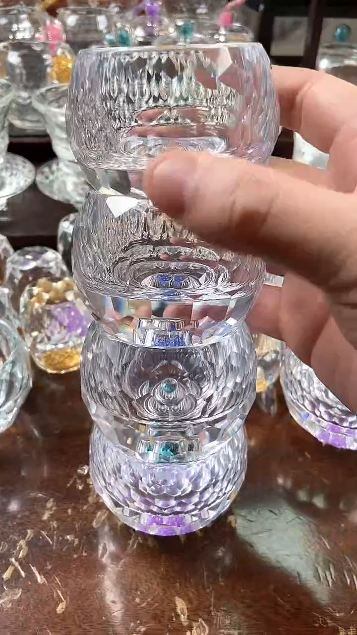 【闪购商品】玺宴新款水晶罗汉杯子紫罗兰绿松石金箔蓝钻