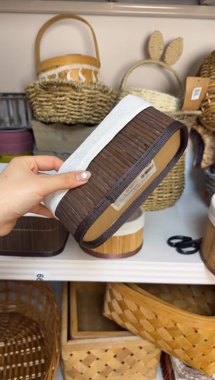 微瑕捡漏深色竹编小筐小号