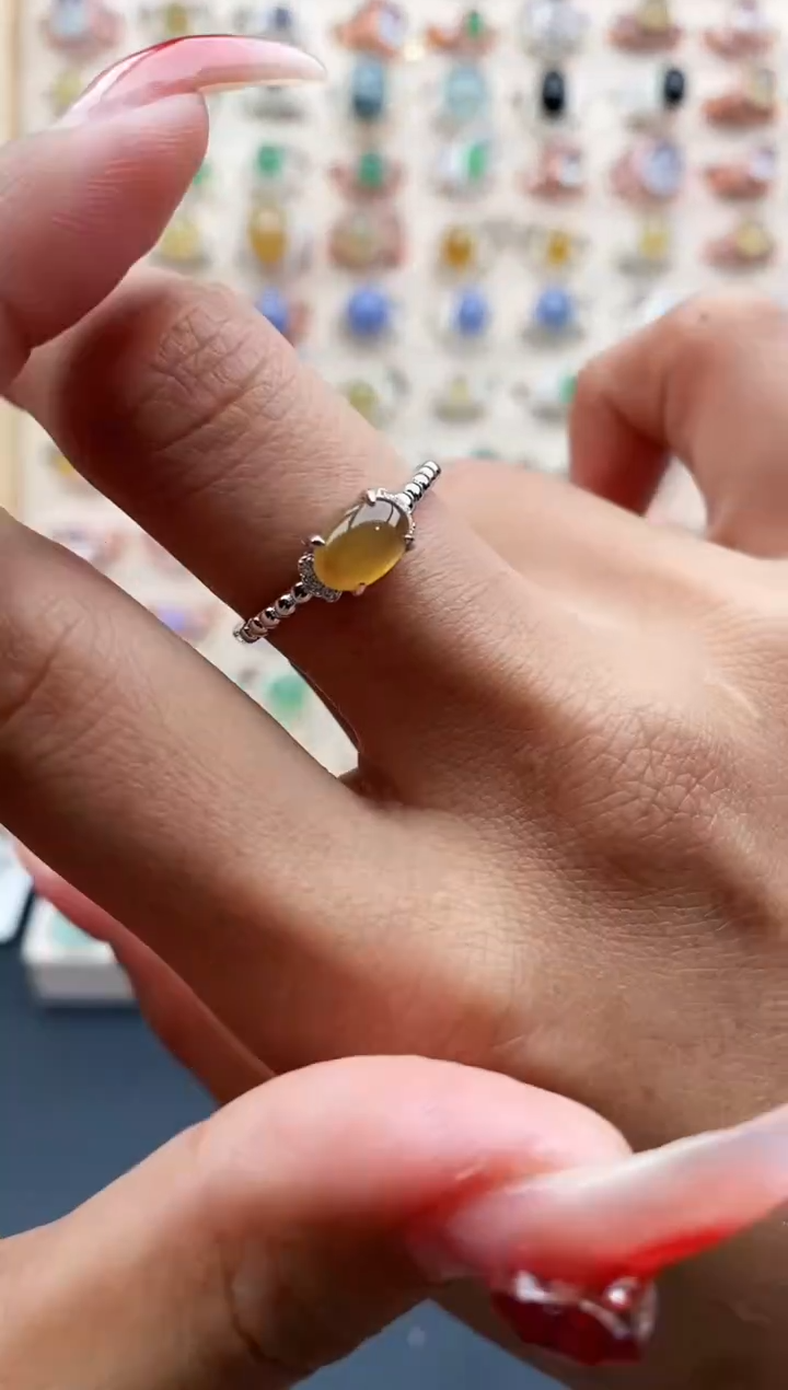 【闪购商品】翡翠戒指银S925镶嵌缅甸天然A货翡翠444  10+5