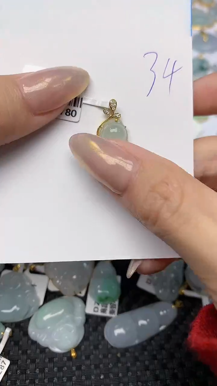 【闪购商品】翡翠颈饰18K金镶嵌天然翡翠A货