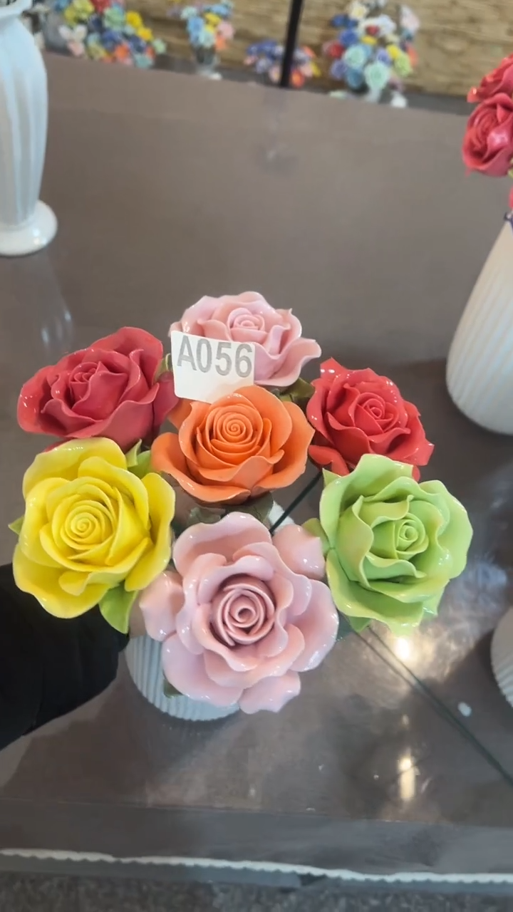 【闪购商品】陶瓷陶瓷花-A056玫瑰7朵