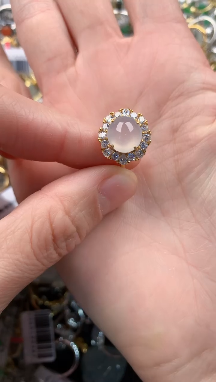 银S925镶嵌戒指翡翠444   3