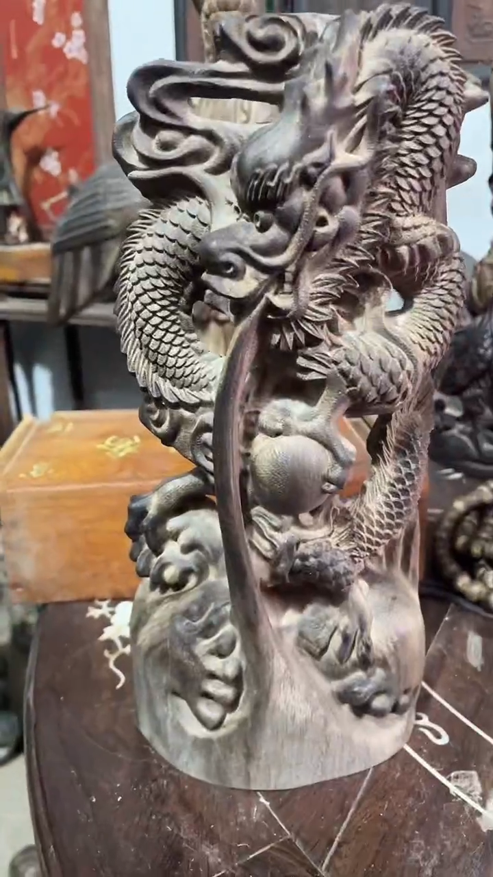 【闪购商品】木木雕香木摆件保真防漏大变龙