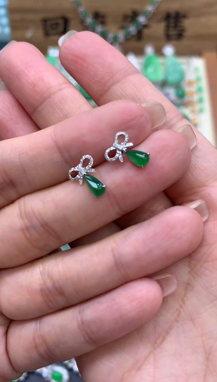 【闪购商品】翡翠耳饰18K金镶嵌243-中国好珍宝