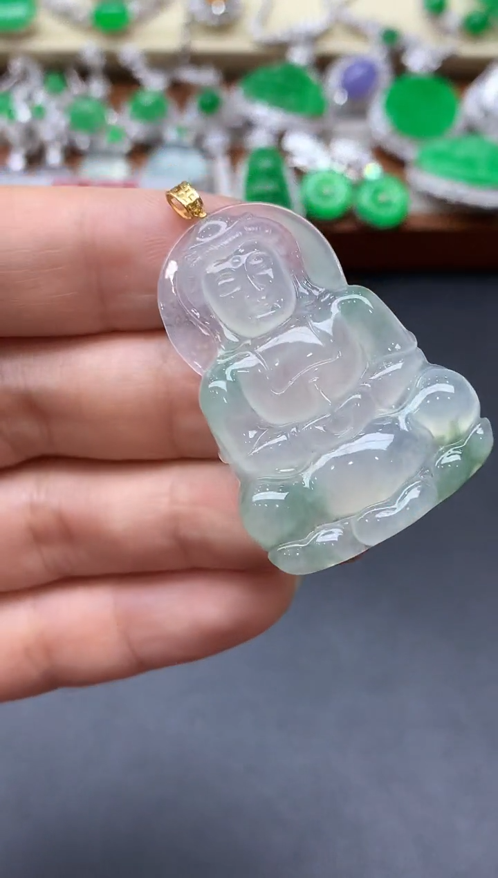 颈饰18K金镶嵌翡翠464-中国好珍宝