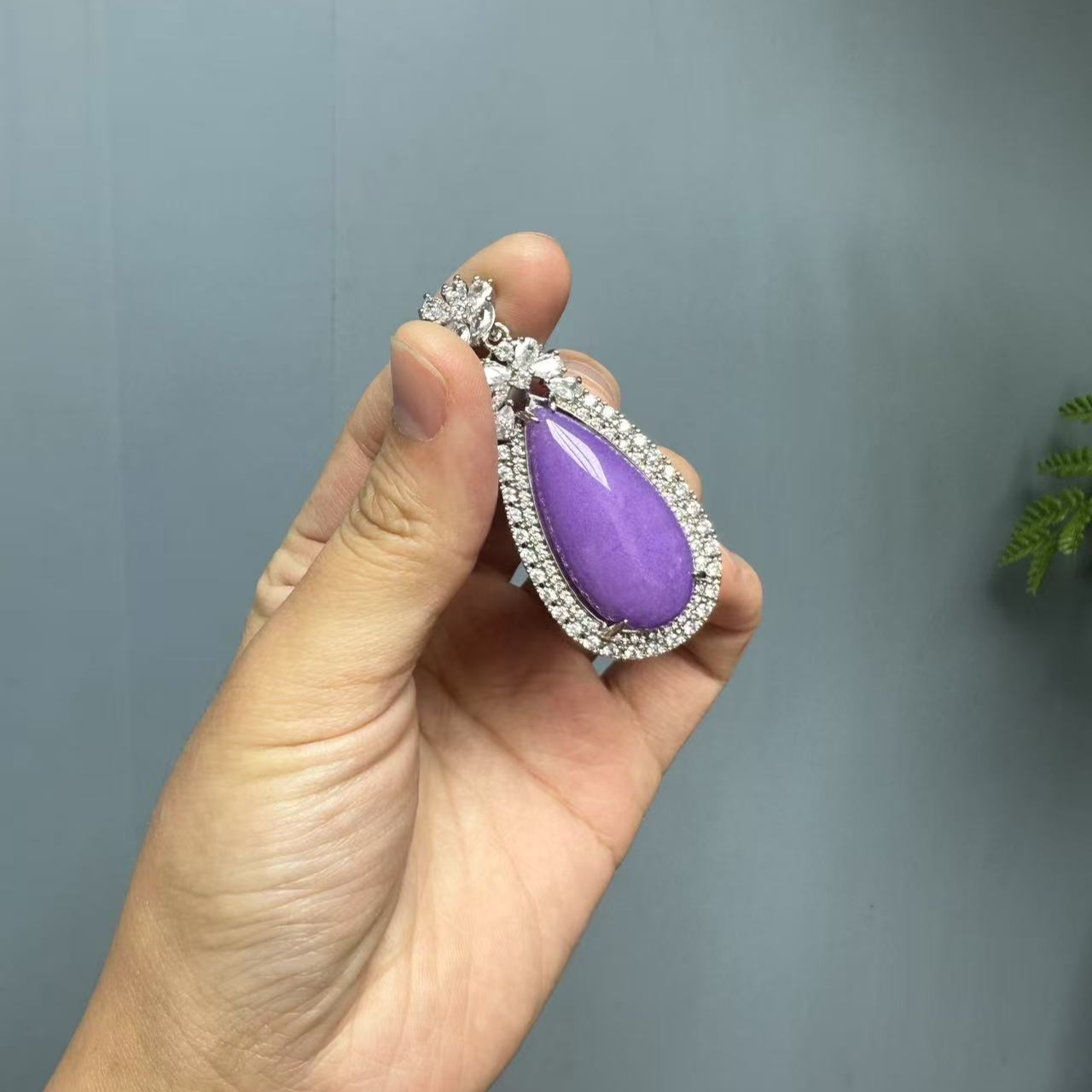 翡翠s925紫翡翠水滴吊坠