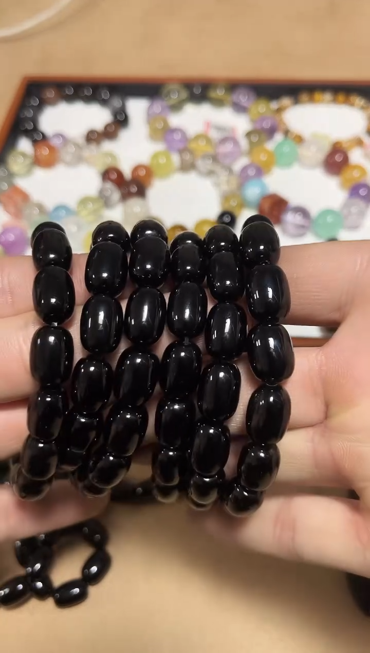 未镶嵌手链水晶24-24黑玛瑙单圈手串