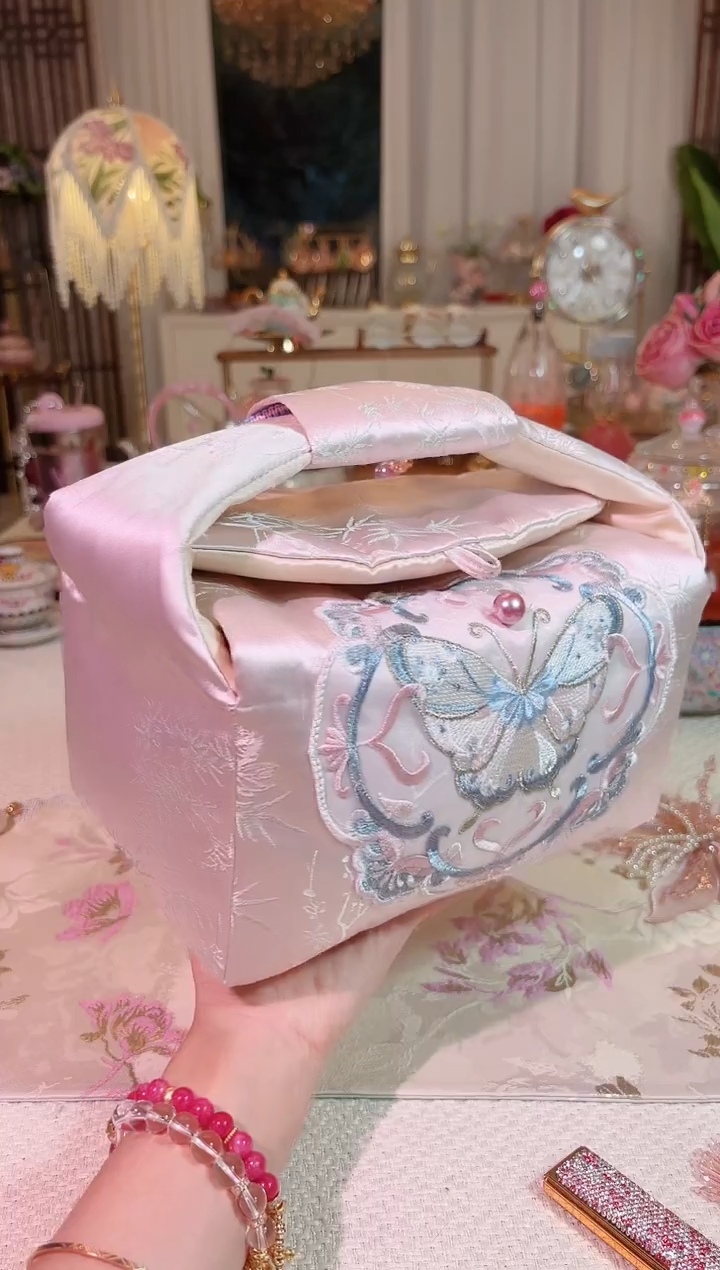 欧根纱 蝴蝶茶事包-如图