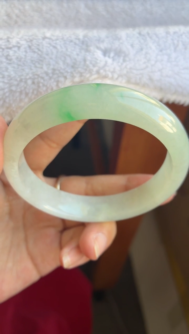 未镶嵌手镯翡翠（特价 福利）糯冰白底青正阳翠绿7号