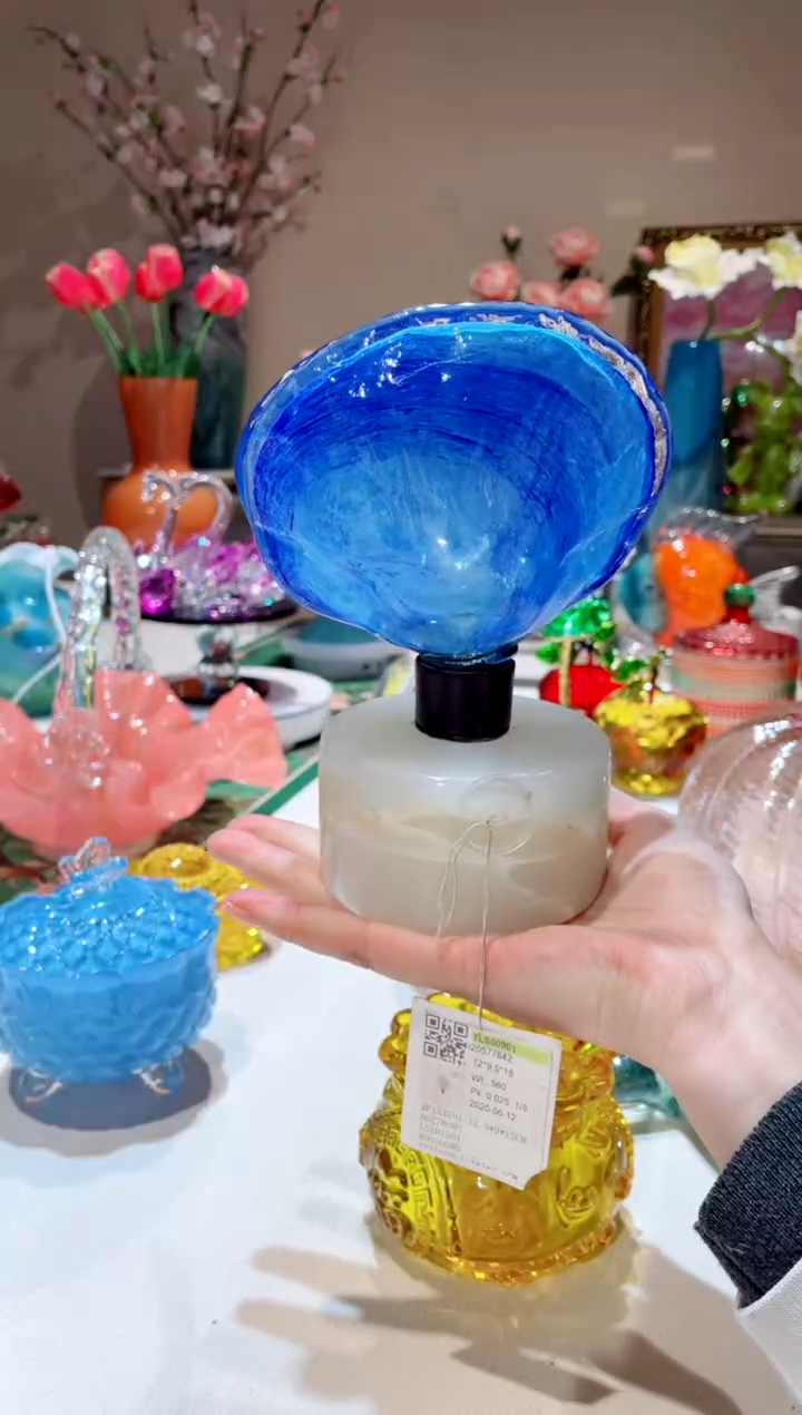 【闪购商品】琉璃手工艺品蓝色贝壳   微瑕