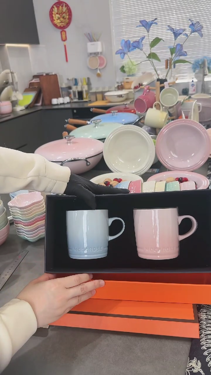 【闪购商品】瓷【春日之约】樱花粉+尼罗蓝对杯礼盒