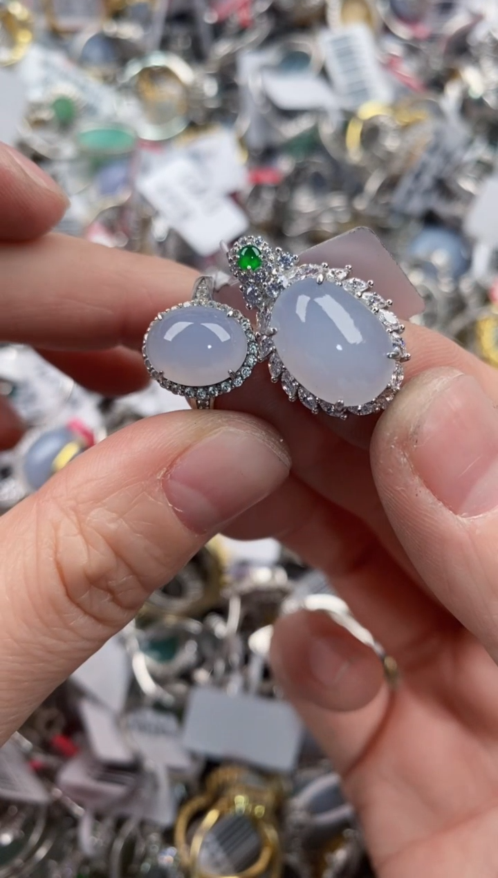 银S925镶嵌戒指翡翠555      8