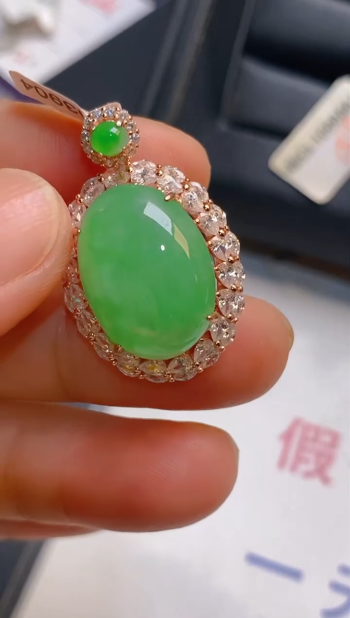 【闪购商品】翡翠耳饰银S925镶嵌天然A货翡翠1