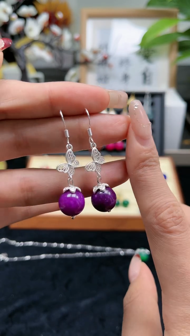 【闪购商品】玛瑙/玉髓耳饰银S925镶嵌309000