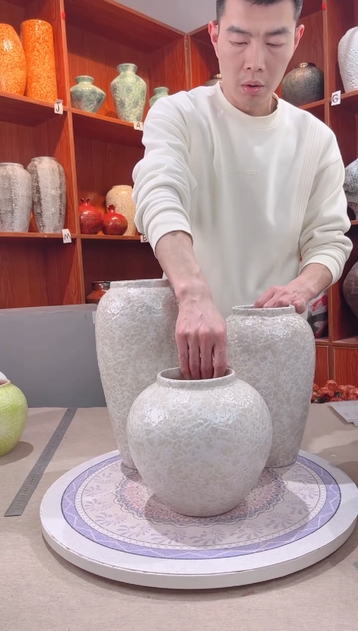 【闪购商品】瓶茶白三件套 陶瓷花瓶 无花